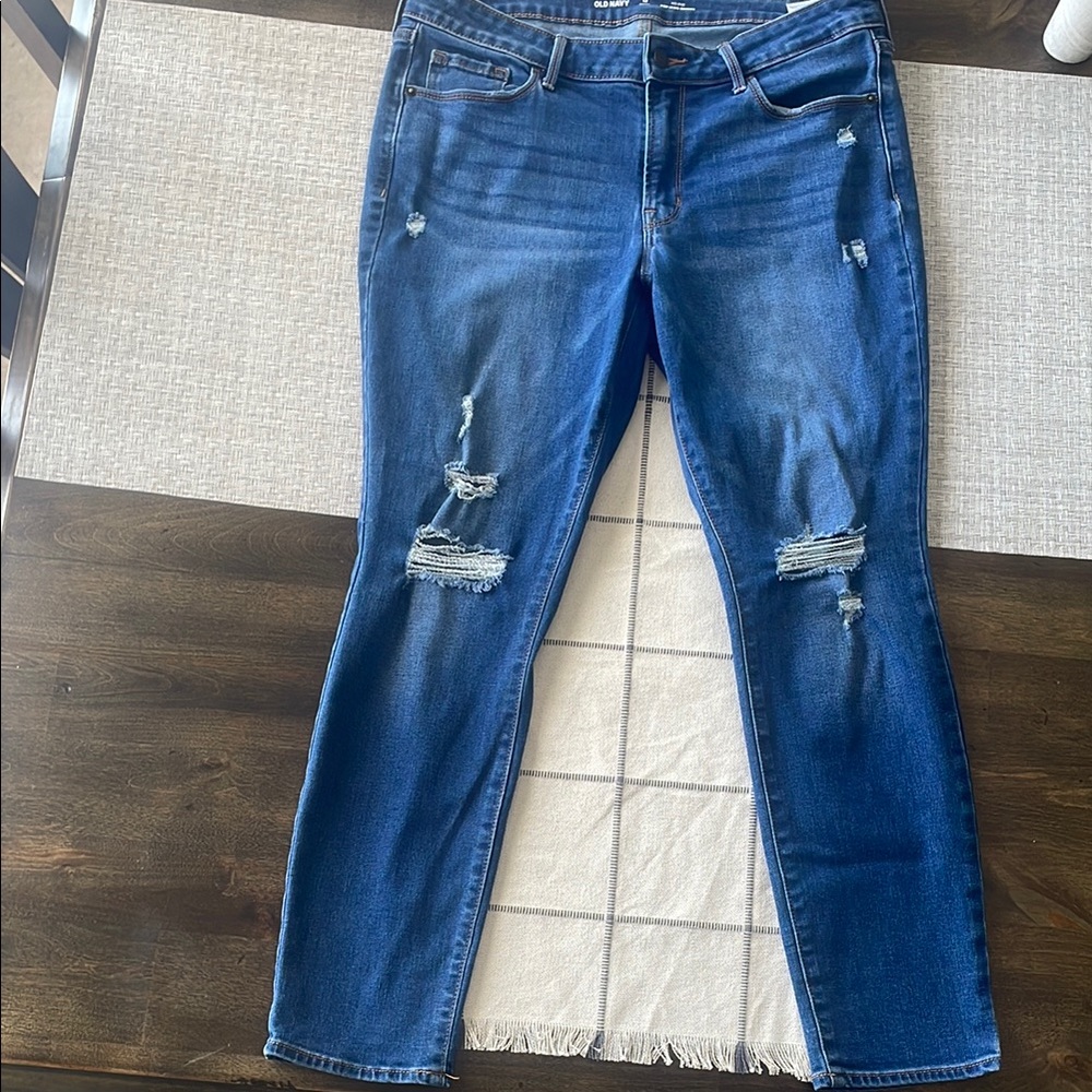 Old Navy Blue Skinny Jeans with Distressed Details